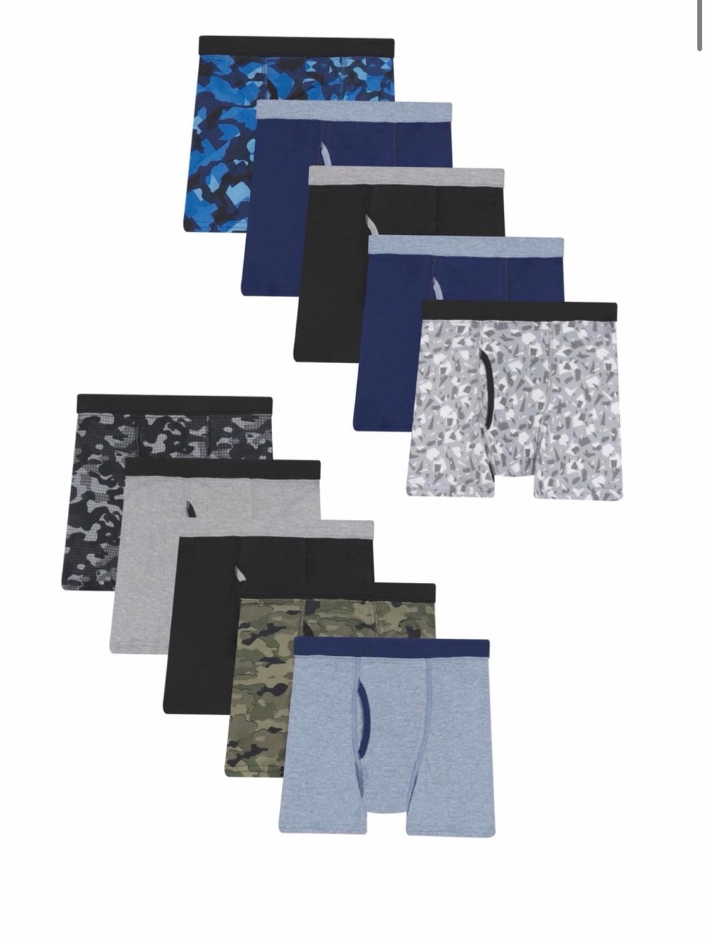 Hanes Boys Boxer Briefs 10-Pack ComfortSoft Printed Tagless Size L 12-14 New